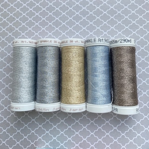 Sulky POLYSPARKLE, 30wt 290 yd spool, Poly thread with metallic thread, adds Subtle metallic accents, no fear metallic thread, ships fast