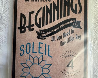 Paper Pieces kit SOLEIL EPP die cut papers Acrylic Templates, Brimfield Beginnings English Paper Piecing, FAST ship, glue pen also sold