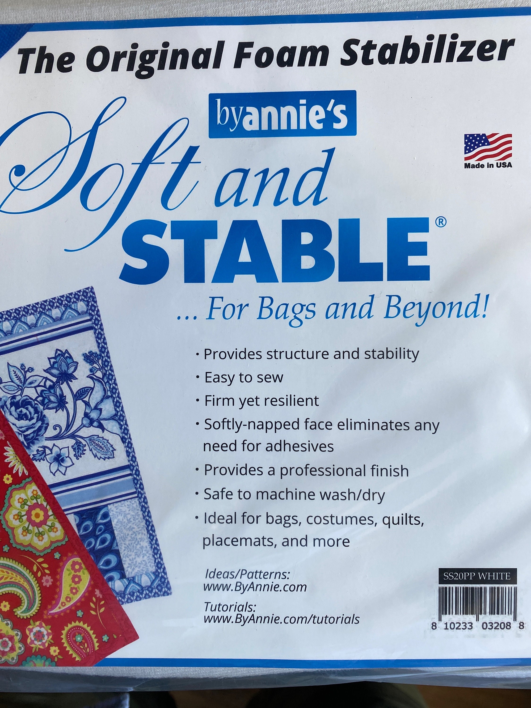 By Annie's, Soft and Stable, Original Foam Stabilizer, 18 X 58, for Bags &  More, Tutorials Provided, Foam Batting Handmade Bags, Ships Fast 