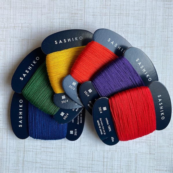 Daruma RAINBOW Bundle Sashiko Thread, Carded Cotton Thread, 29 Colors, Red Orange Yellow Blue Purple Green Thread, In stock Ships FAST