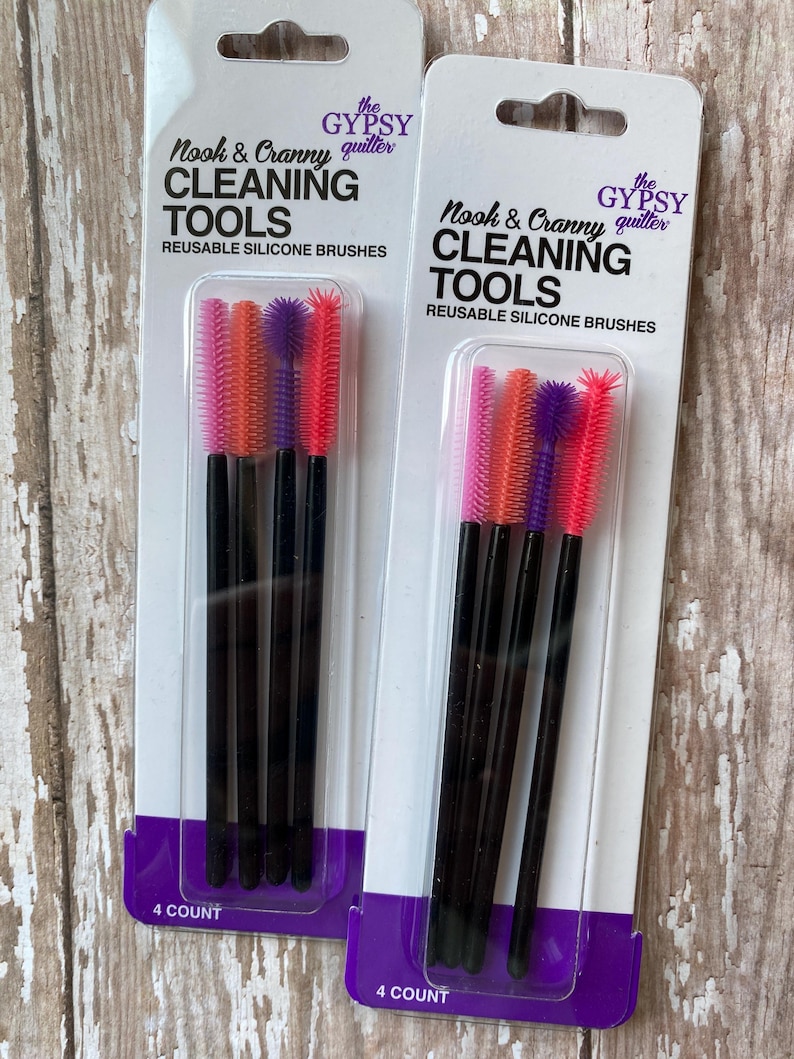 Nook & Cranny Cleaning Tool, Gypsy Quilter, Four reusable silicone brushes to clean bobbin area of all your machines routinely, ships FAST TWO PACKAGES