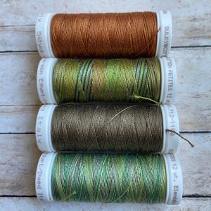 Sulky Petites, ClassicNeedle FOREST FLOOR Mix, Four 50 Yard 12wt Petite Spools, Hand Machine Embroidery Thread, See All Of Our Mixes