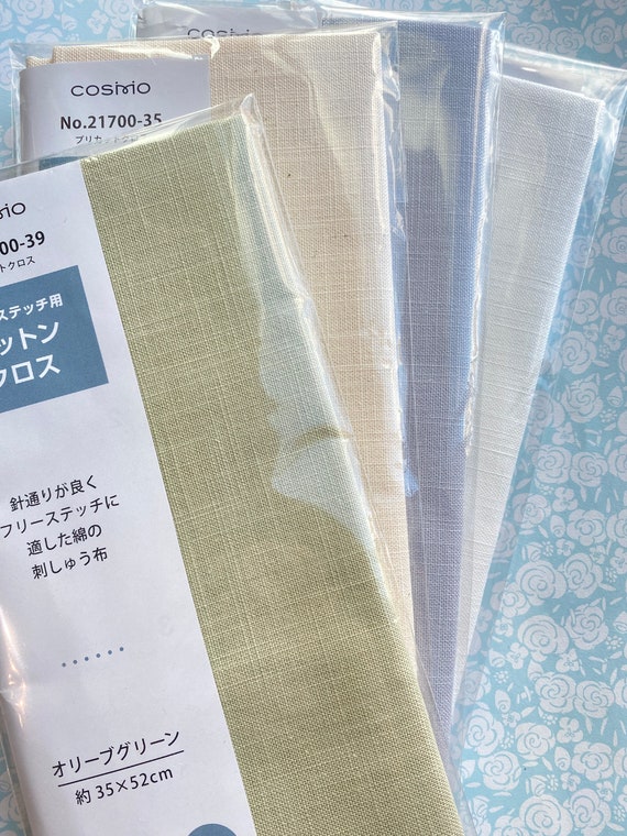 LIGHT OLIVE Embroidery Cloth, 100% Green Cotton Embroidery Fabric From  Japan, Rich Textured Fabric Most Suitable for Free Style Embroidery 