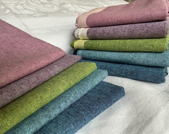 Essex Linen Cotton Blend fabric Fat Quarter or Half yd bundles  HYDRANGEA MiX, blue essex purple essex, more colors more listings FaST ship
