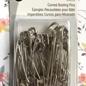 Curved Safety Pins quilt basting, Dritz Curved Pins, 2&quot; Quilt Basting Pins, Size 3 40 Count Safety Pins, Pins for quilt sandwich, ships FAST