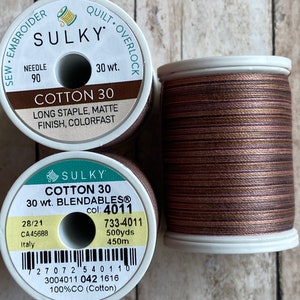 30wt SULKY Blendables 4011 MILK CHOCOLATE, Variegated 30wt thread for quilting, top stitch, applique, embroidery, 500 yd spool, ships fast