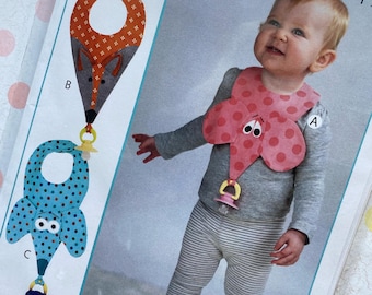 BINKY BABIES Pattern, Keep that pacifier clean & the drools in check, Vanilla House Pattern P206, Bib pattern Size 3 - 18 months, ships Fast