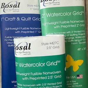 BOSAL preprinted Grid for Pixel Quilt, Choose size 1" 2" or 2.5", Lightweight fusible non woven, 48 x 36" piece, we ship FAST