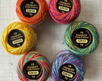 Perle Cotton, PARTY TIME, 8 Wt Eleganza ™ By Wonderfil ™, 6 Ball Bundle of popular Festive Colors, see all of our Bundles We ship FAST