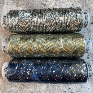 Starry Night Dazzle, FROSTY NIGHT Mix, Rayon Metallic by Kim Rado, Adds sheen & Sparkle, Spools are 50 yds each, more bundles, Ships Fast