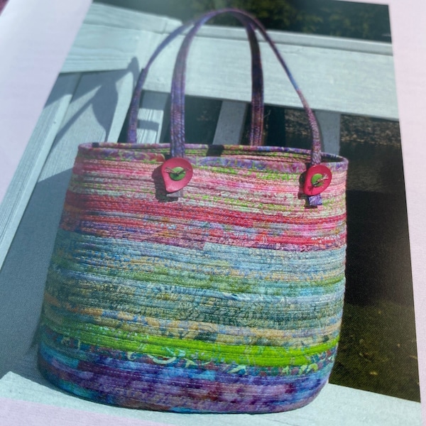 Aunties Two BALI BAGS Tote Bag Pattern, Bag Patterns using Fabric Strips or Clothesline, Handmade Bag Pattern, Handmade Tote Pattern
