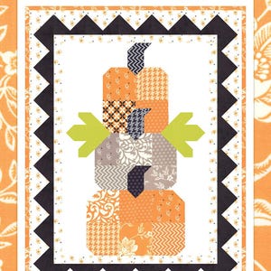 Pumpkin Trio Wall Hanging Quilt Pattern Fig Tree Quilts Fall Autumn  Pumpkin Pattern Mini Quilt Pumpkin Use 5" squares charm packs fast ship