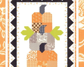 Pumpkin Trio Wall Hanging Quilt Pattern Fig Tree Quilts Fall Autumn  Pumpkin Pattern Mini Quilt Pumpkin Use 5" squares charm packs fast ship