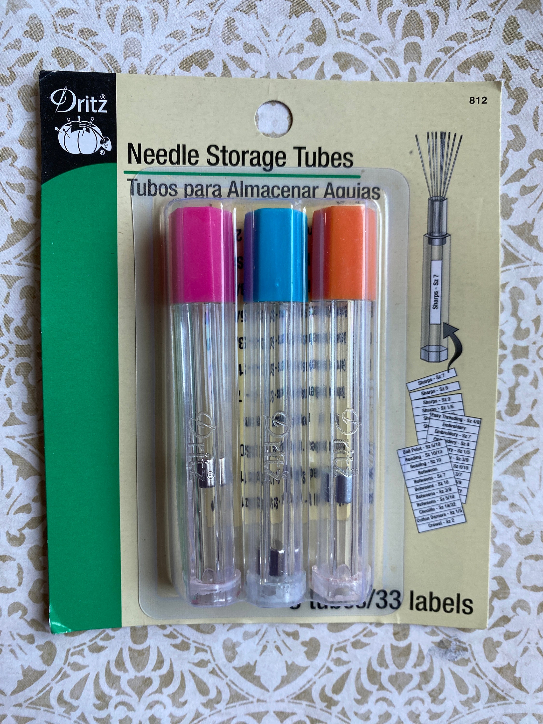 Dritz 812 Needle Storage Tubes (3-Count),Clear