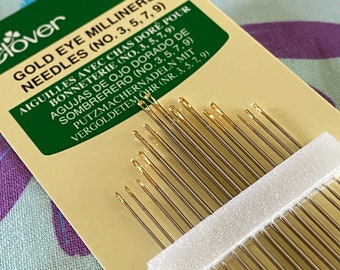 Pack d'aiguilles Gold Eye MILLINERS, tailles 3-9, taille 3 modistes, taille 5 modistes, taille 7 modistes, taille 9 modistes, EPP, nous expédions RAPIDEMENT