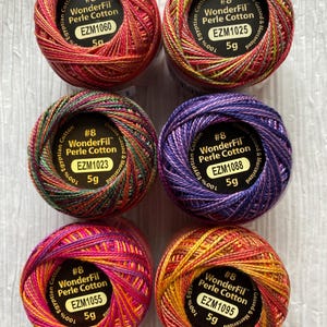 Perle Cotton, Five Skein BOMBAY MARKET, 8 Wt Eleganza Perle Cotton, Wonderfil Perle Cotton 42 yard Balls for Hand Embroidery & Quilting