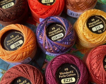 Wonderfil Eleganza™ 8wt Perle Cotton Thread Bundle Autumn Color Thread for Fall Stitching Big Stitch Quilting Embroidery, FAST ship