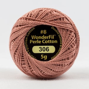 Perle Cotton ROSEY TAN 306, 8 Wt Eleganza Perle Cotton, Wonderfil Perle Cotton 42 yard Ball for Hand Embroidery & Quilting