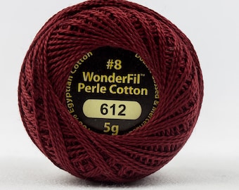 Perle Cotton DRY WINE 612, 8 Wt Eleganza Perle Cotton, Wonderfil Perle Cotton 42 yard Ball for Hand Embroidery & Quilting