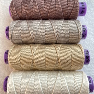 NEUTRAL MIX 5wt Eleganza, 160 Yds Sue Spargo, Added Dimension in stitches, Hard to find 5wt Perle, We stock specialty threads & ship fast
