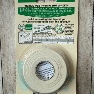 May include: Clover fusible web tape for making bias tape strips. The package includes a roll of 5mm wide tape, with instructions for use. The product is designed for Celtic and stained-glass quilt and appliqu&eacute; projects.