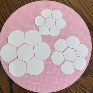 Sue Daley Hexagon Flower Papers for English Paper Piecing (3 Sizes), Paper Piecing or Appliqué, see samples in pics, ships FaST