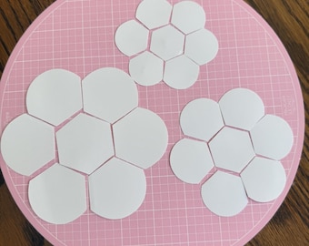 Sue Daley Hexagon Flower Papers for English Paper Piecing (3 Sizes), Paper Piecing or Appliqué, see samples in pics, ships FaST