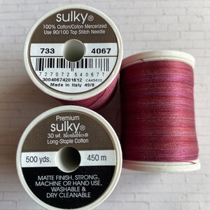 Sulky 30wt Blendables 4067 Merlot Blush, Variegated 30wt thread for quilting, top stitch, applique, embroidery, 500 yd spool needle option image 6