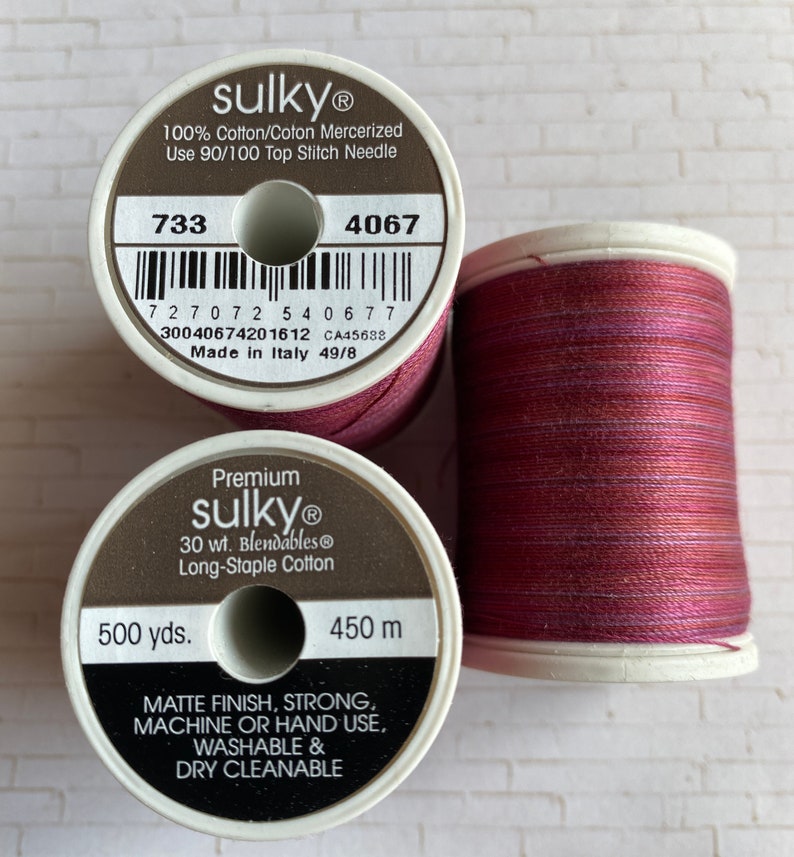 Sulky 30wt Blendables 4067 Merlot Blush, Variegated 30wt thread for quilting, top stitch, applique, embroidery, 500 yd spool needle option image 6