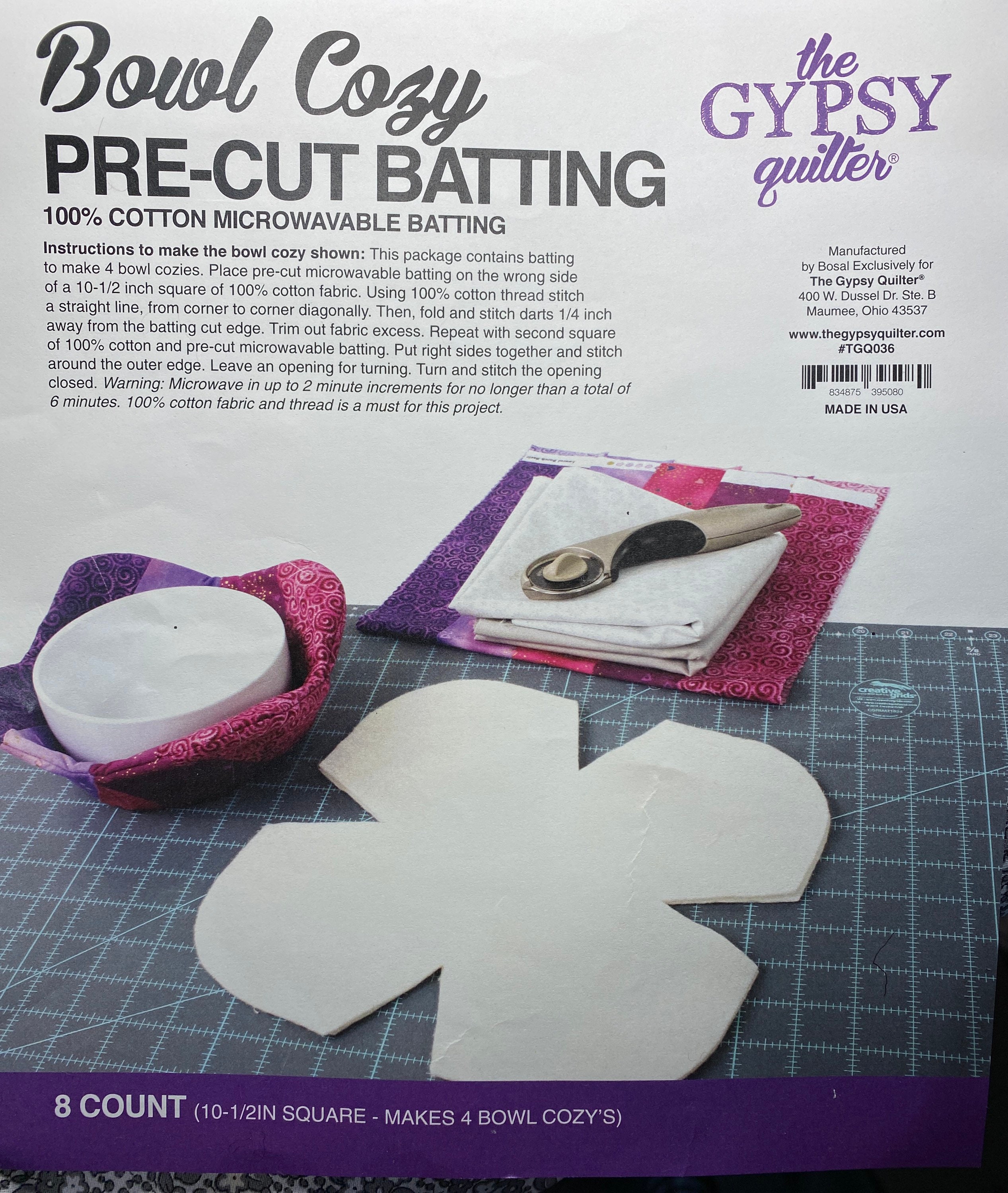 The Gypsy Quilter Drink Cozy Pre-Cut Batting 8ct