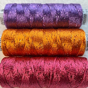 Sue Spargo DAZZLE FLORAL Metallic, 50 yd spools, Wonderfil Dazzle Embellishment Thread When a Little Sparkle will Do, Rayon Metallic