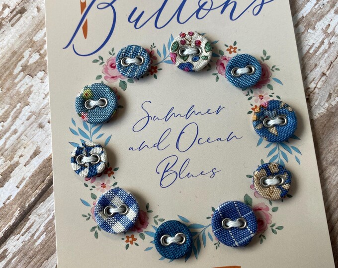Tilda Buttons & Fat Eights Bundle, Tilda Fabric Summer Ocean Blues ...