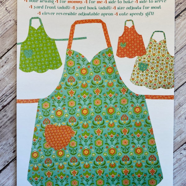 BAKE SALE APRON by Cabbage Rose Patterns, 191-Bake, Child 3-7  and Adult Size Adjustable and Reversible one side to cook one to serve