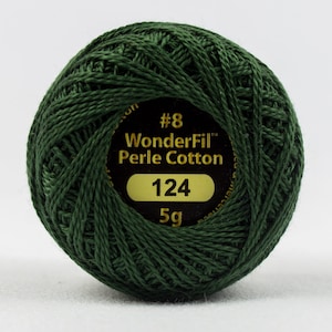 May include: A green ball of #8 WonderFil Perle Cotton thread, labeled with the number 124 and 5g.