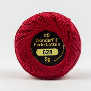 Perle Cotton ALIZARIN RED 628, 8 Wt Eleganza Perle Cotton, Wonderfil Perle Cotton 42 yard Ball for Embroidery & Quilting, Pearl Cotton