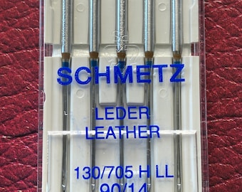 Schmetz Leather Needles, Size 14/90 or 18/110 Needles, Sharp Needles to Stitch Leather, Artificial leather, cork, heavy leather needle