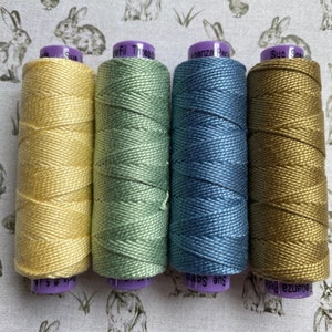 Sue Spargo 5wt Eleganza, 160 Yard BUTTER AND SAGE for Added Dimension, Hard to find 5wt Perle Cotton, We stock specialty threads, ships FaSt