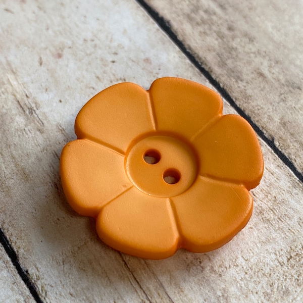 DILL ORANGE 28mm FLOWER Button,  1.125 Inch Polyamide Button, Sweet Concave flower Buttons, We offer multiple colors separate listings