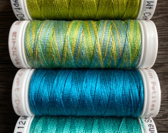 Mini mélanges Sulky 12 Wt Petites, ClassicNeedle ISLAND HUES Mix, QUATRE bobines Sulky 12 Wt Petites, fil à broder pour surpiqûre à la main ou à la machine
