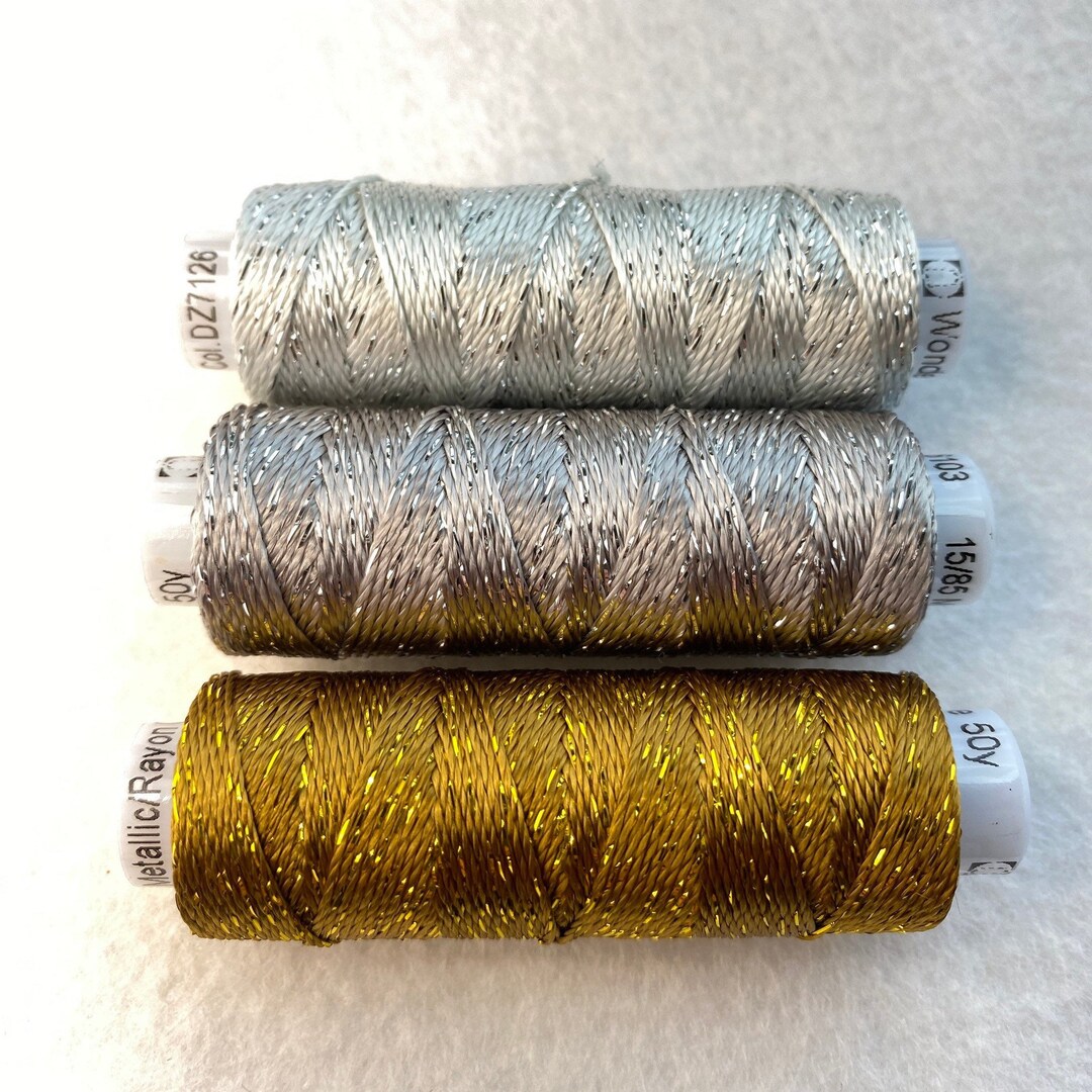 DAZZLE ™ Rayon Metallic, METAL MIX, Silver Pewter Gold 50 Yd