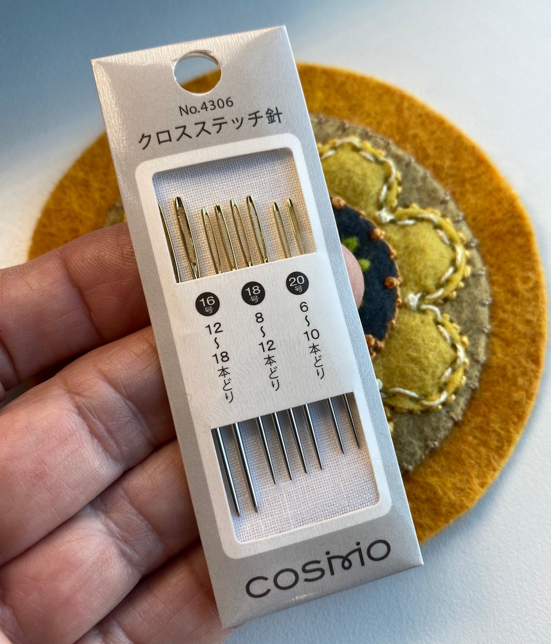 COSMO Cross Stitch Needles, Variety of 8 Top Quality Gold Eye
