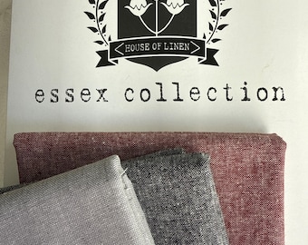Kaufman Essex Yarn Dyed Linen Cotton Blend Graphite Black Rust Fat Qtr & Half Yard Fabric Bundle also By the Yard link in details, FaST SHiP