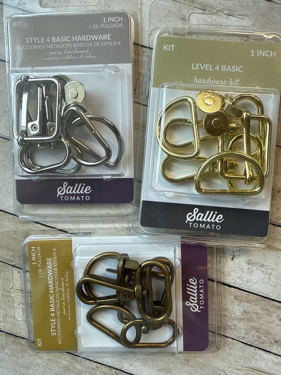 Sallie Tomato 1 inch Level 4 Hardware Kit, bag making hardware, nickel or antique, for our 1 inch strap options, hardware bundle, fast ship