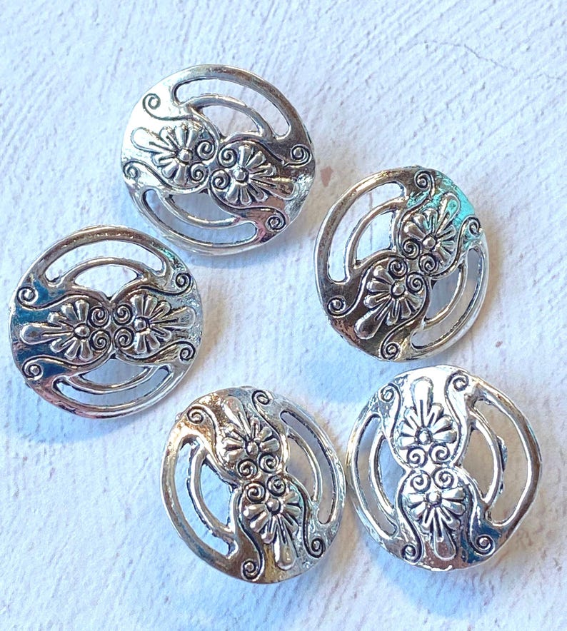 Silver Metal Buttons, Qty 5, 10 or 15, Thin Lightweight Shank Style