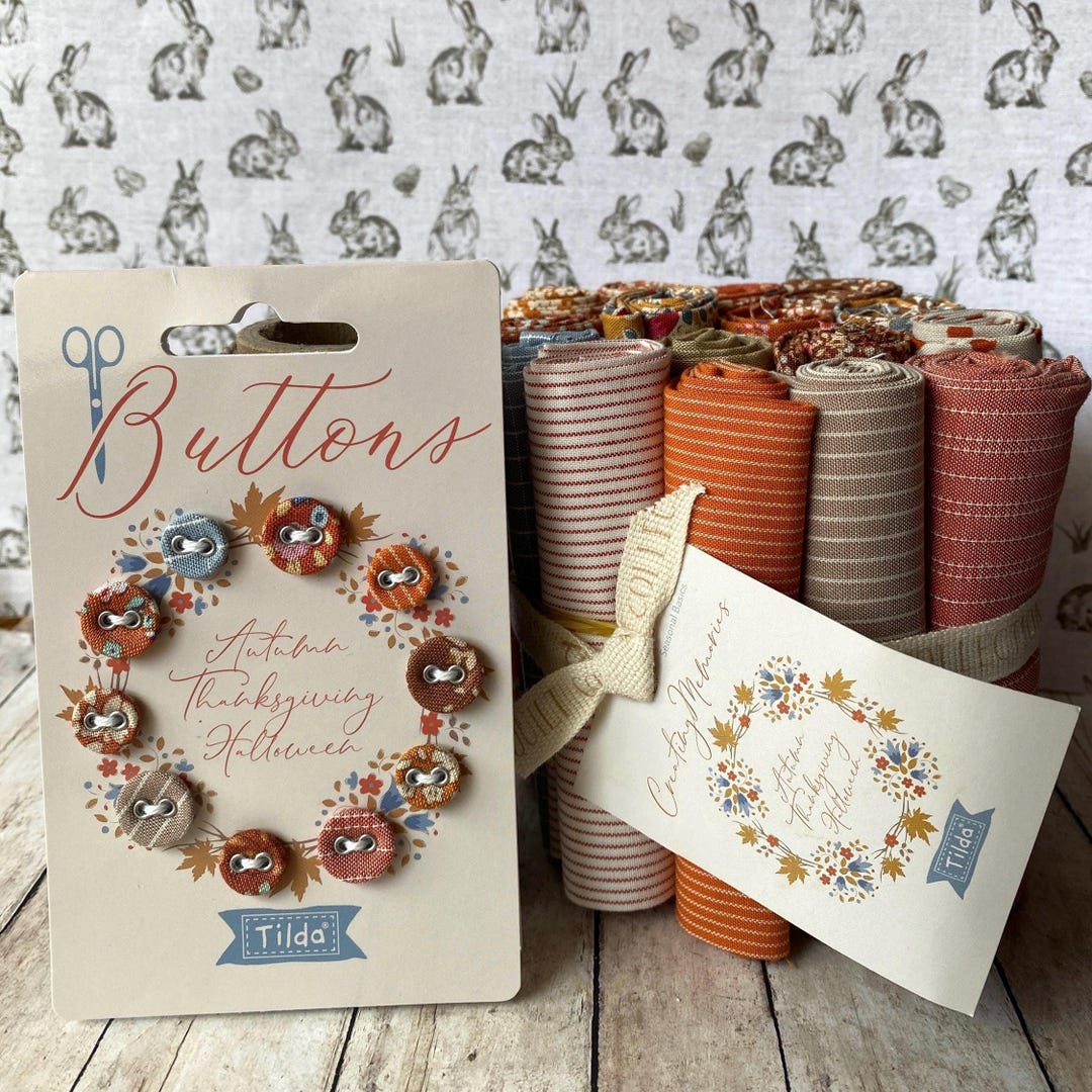 Tilda Fat Eights Bundle or Buttons, Creating Memories Autumn, 10 & 12mm ...