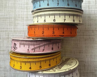 TAPE Measure Ribbon 10mm  Multiple colors, Ribbon for Needlebook, 3/8” ribbon for sewing kit, sewing themed ribbon, metric measure FAST shop