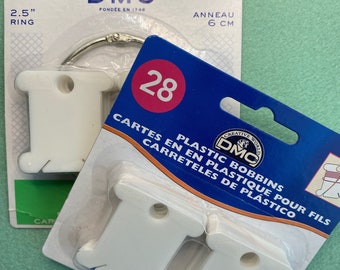 DMC Plastic Bobbins for Embroidery Thread Organization, Choose Bobbins OR Bobbins & Ring or Combo Pack, Floss Organizer, floss storage
