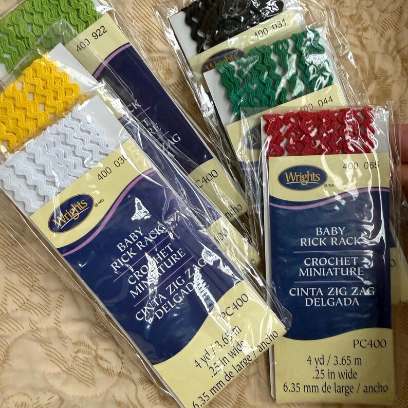 BABY RICK RACK .25 Inch, 4 Yd Packs, Multiple Color Choices, 6.35mm ...