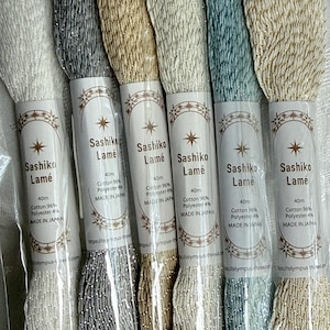 SALE Olympus Sashiko LAME Thread with sparkle, 40M per skein, Bundle of 6, thread for snow stars sparkle, cotton poly thread, We ship FAST