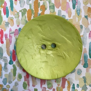 Round LIGHT LIME 60mm Dill Button, Extra Large 2.4 Inch Polyamide Button, Dill High Fashion, We offer multiple colors, in stock ships FAST